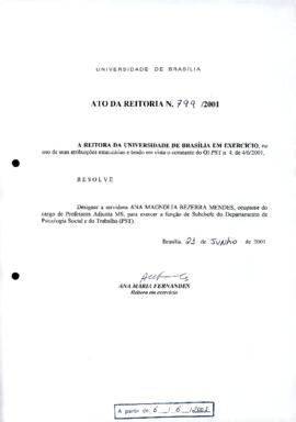 Ato da Reitoria nº 0799/2001