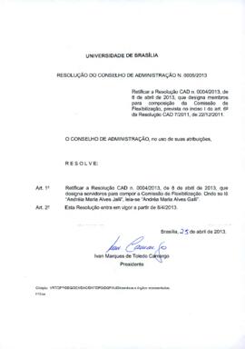 Resolução do Conselho de Administração nº 0005/2013