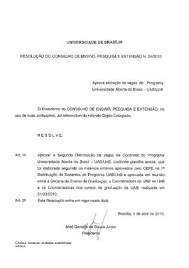 Resolução do Conselho de Ensino, Pesquisa e Extensão nº 0024/2010