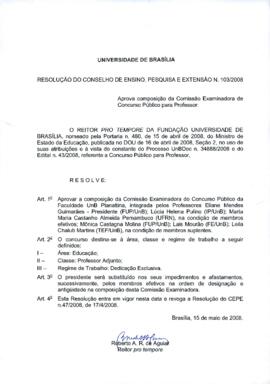 Resolução do Conselho de Ensino, Pesquisa e Extensão nº 0103/2008
