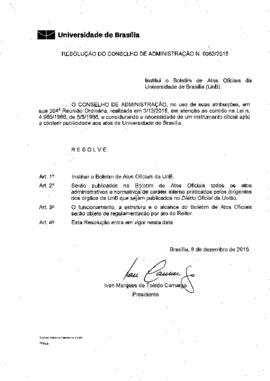 Resolução do Conselho de Administração nº 0062/2015