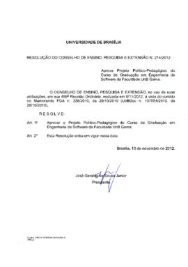 Resolução do Conselho de Ensino, Pesquisa e Extensão nº 0214/2012