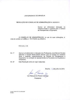 Resolução do Conselho de Administração nº 0020/2013