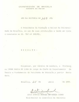 Ato da Reitoria nº 0129/1985