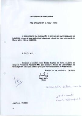 Ato da Reitoria nº 2138/2003