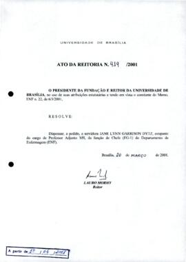 Ato da Reitoria nº 0419/2001