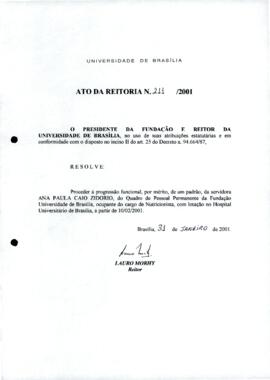 Ato da Reitoria nº 0211/2001