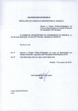 Resolução do Conselho Universitário nº 0030/2012