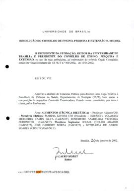 Resolução do Conselho de Ensino, Pesquisa e Extensão nº 0015/2002