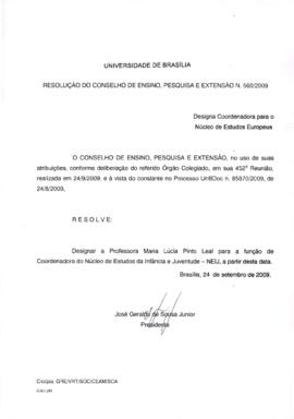 Resolução do Conselho de Ensino, Pesquisa e Extensão nº 0560/2009