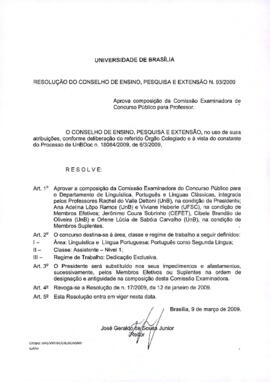 Resolução do Conselho de Ensino, Pesquisa e Extensão nº 0093/2009