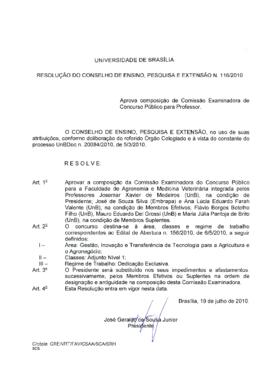 Resolução do Conselho de Ensino, Pesquisa e Extensão nº 0116/2010