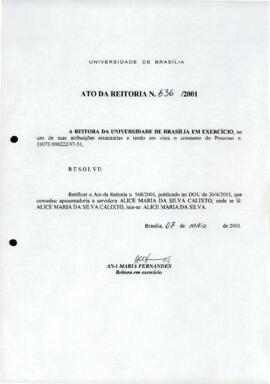 Ato da Reitoria nº 0636/2001