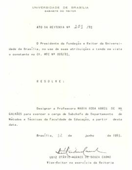 Ato da Reitoria nº 0201/1985