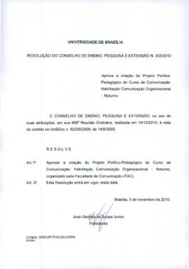 Resolução do Conselho de Ensino, Pesquisa e Extensão nº 0203/2010