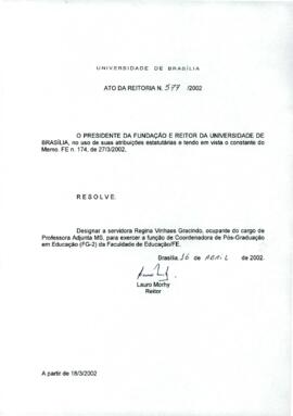 Ato da Reitoria nº 0577/2002