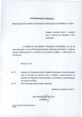 Resolução do Conselho de Ensino, Pesquisa e Extensão nº 0010/2011