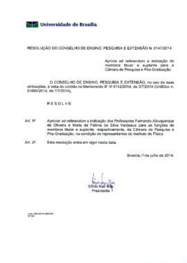 Resolução do Conselho de Ensino, Pesquisa e Extensão nº 0147/2014