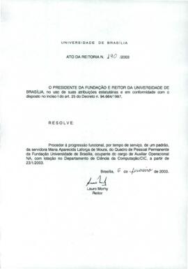 Ato da Reitoria nº 0190/2003