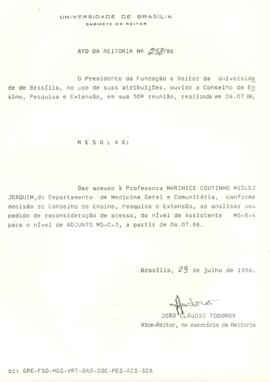 Ato da Reitoria nº 0258/1986