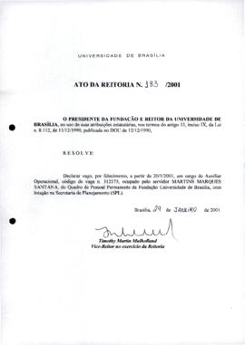 Ato da Reitoria nº 0183/2001