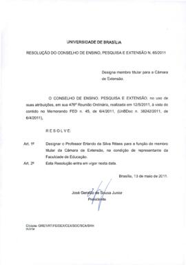 Resolução do Conselho de Ensino, Pesquisa e Extensão nº 0065/2011