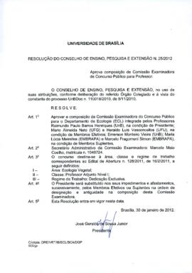 Resolução do Conselho de Ensino, Pesquisa e Extensão nº 0025/2012