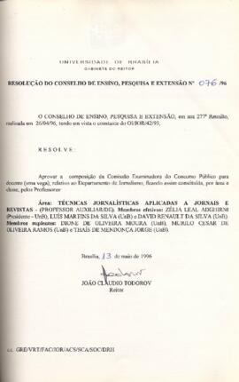 Resolução do Conselho de Ensino, Pesquisa e Extensão nº 0076/1996