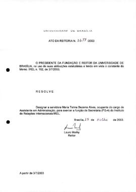 Ato da Reitoria nº 1677/2003