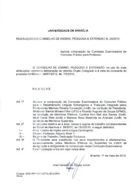 Resolução do Conselho de Ensino, Pesquisa e Extensão nº 0029/2010