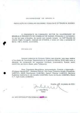 Resolução do Conselho de Ensino, Pesquisa e Extensão nº 0002/2003