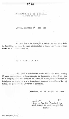 Ato da Reitoria nº 0111/1983