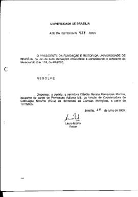 Ato da Reitoria nº 0918/2005