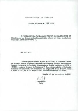 Ato da Reitoria nº 1852/2002