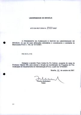 Ato da Reitoria nº 1550/2007