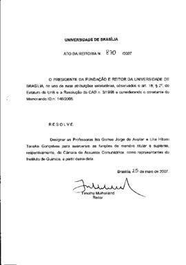 Ato da Reitoria nº 0870/2007