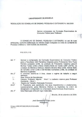 Resolução do Conselho de Ensino, Pesquisa e Extensão nº 0566/2009