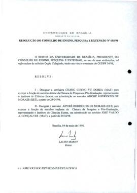 Resolução do Conselho de Ensino, Pesquisa e Extensão nº 0055/1998