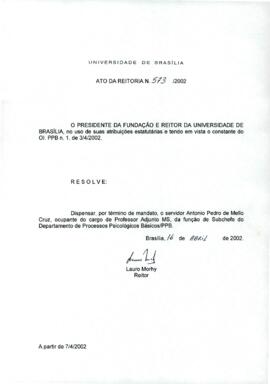 Ato da Reitoria nº 0573/2002