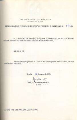 Resolução do Conselho de Ensino, Pesquisa e Extensão nº 0040/1996