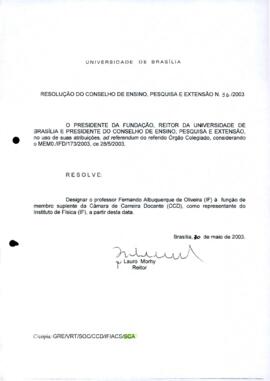 Resolução do Conselho de Ensino, Pesquisa e Extensão nº 0036/2003