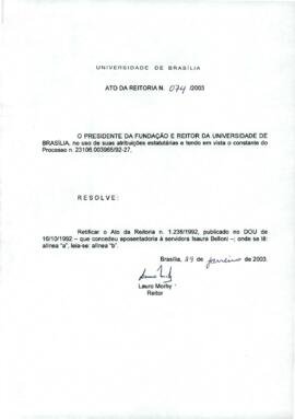 Ato da Reitoria nº 0074/2003