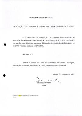 Resolução do Conselho de Ensino, Pesquisa e Extensão nº 0026/2007