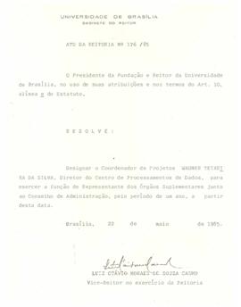 Ato da Reitoria nº 0176/1985