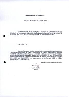 Ato da Reitoria nº 2479/2003