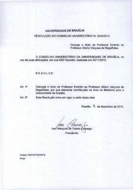 Resolução do Conselho Universitário nº 0042/2012