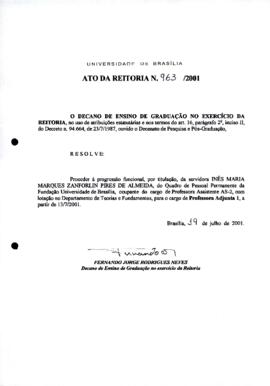 Ato da Reitoria nº 0963/2001