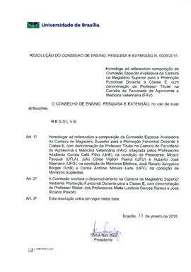 Resolução do Conselho de Ensino, Pesquisa e Extensão nº 0005/2015