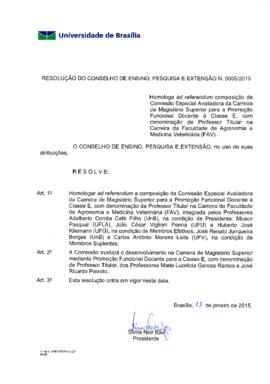 Resolução do Conselho de Ensino, Pesquisa e Extensão nº 0005/2015