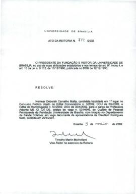 Ato da Reitoria nº 0714/2002